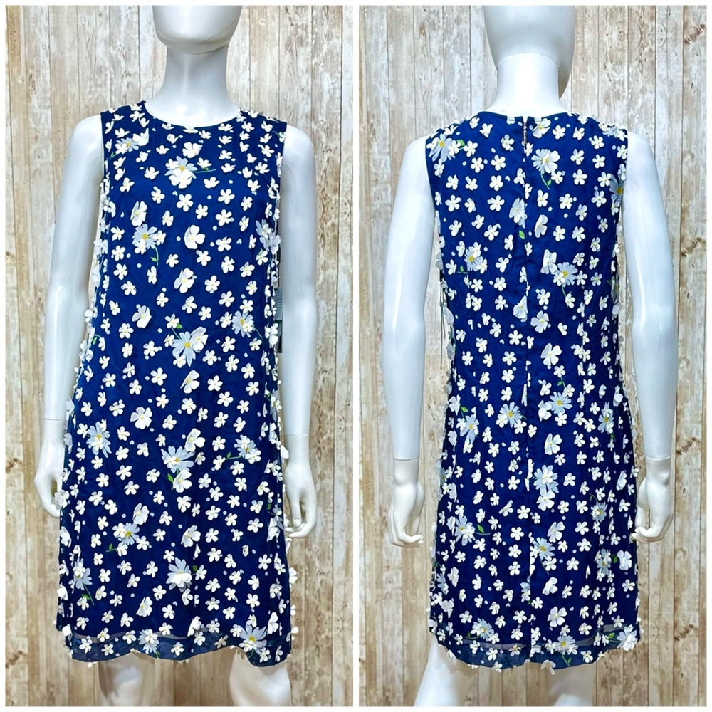 Karl Lagerfeld Navy 3-D Daisy Mini Shift NWT [1765]